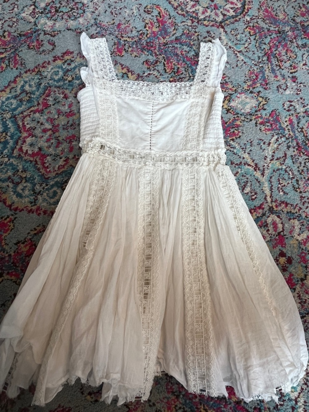 We the Free people 100% cotton White Lace-Trim Mini Dress - Picture 6 of 8